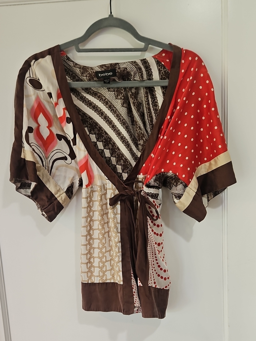 Vintage Silk Bebe Wrap Top Xs
